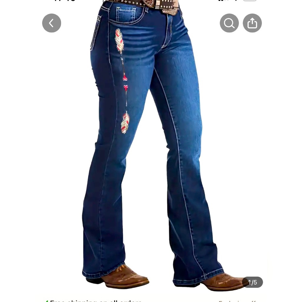 Western bootcut embroidered jeans